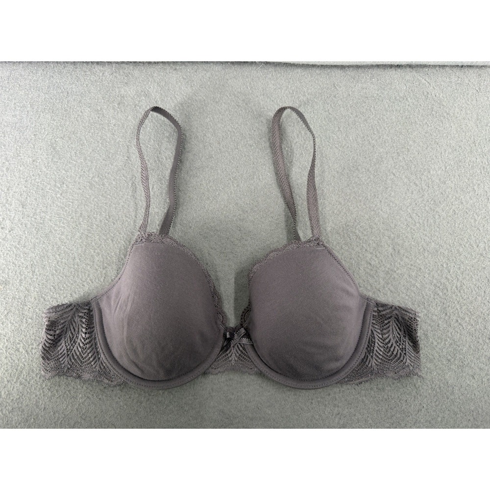 b.tempt'd By Wacoal Bra Size 36A Gray Innocence Contour Underwire Lace 953214